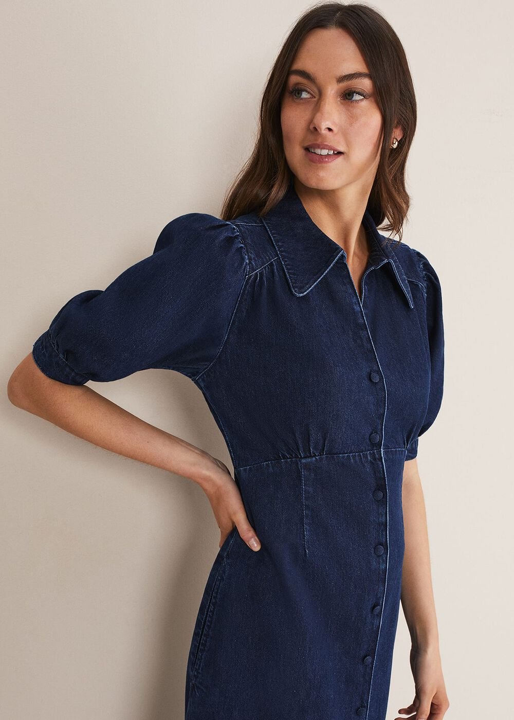 Cosette Denim Midaxi Dress Dark Indigo
