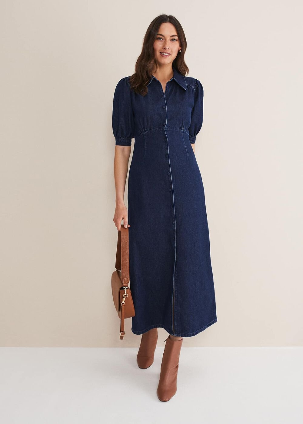 Cosette Denim Midaxi Dress Dark Indigo