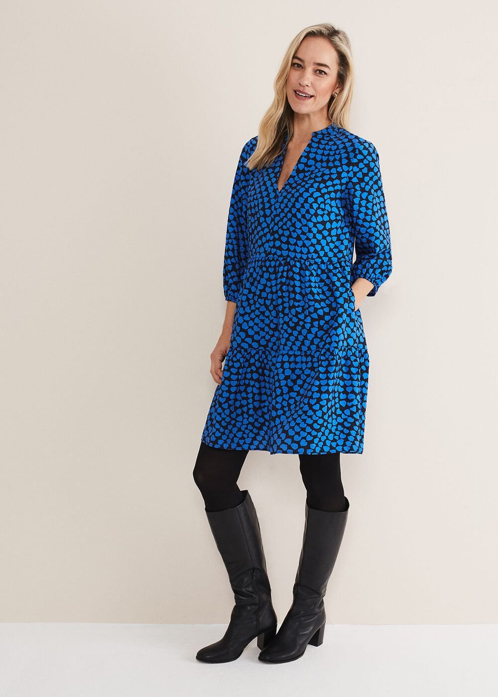 Kesia Hearts Swing Dress Bright Blue