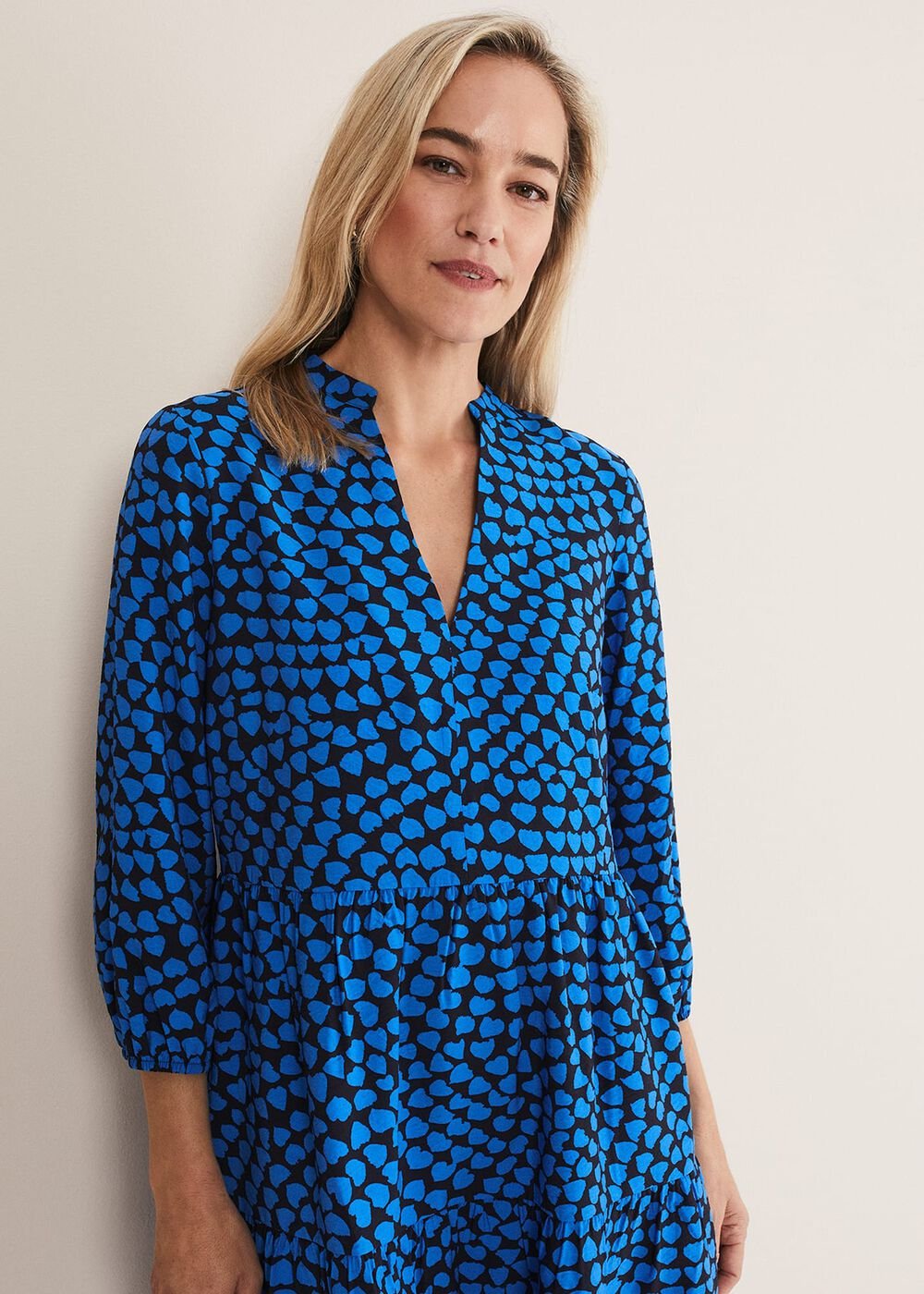 Kesia Hearts Swing Dress Bright Blue