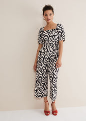 Sara Ikat Wide Leg Jumpsuit Black/Cream