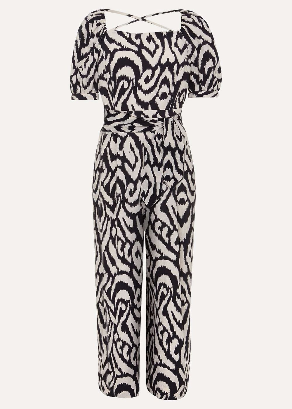 Sara Ikat Wide Leg Jumpsuit Black/Cream