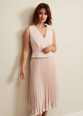 Hetty Pleated Dress Antique Rose