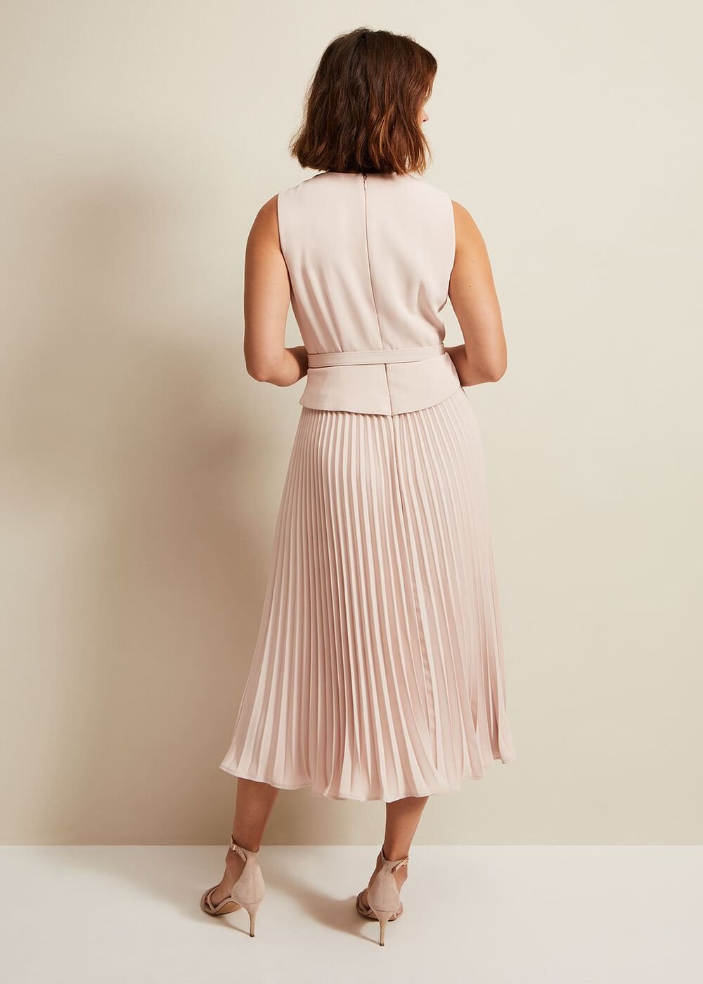 Hetty Pleated Dress Antique Rose