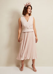 Hetty Pleated Dress Antique Rose