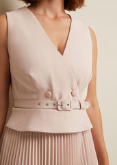 Hetty Pleated Dress Antique Rose