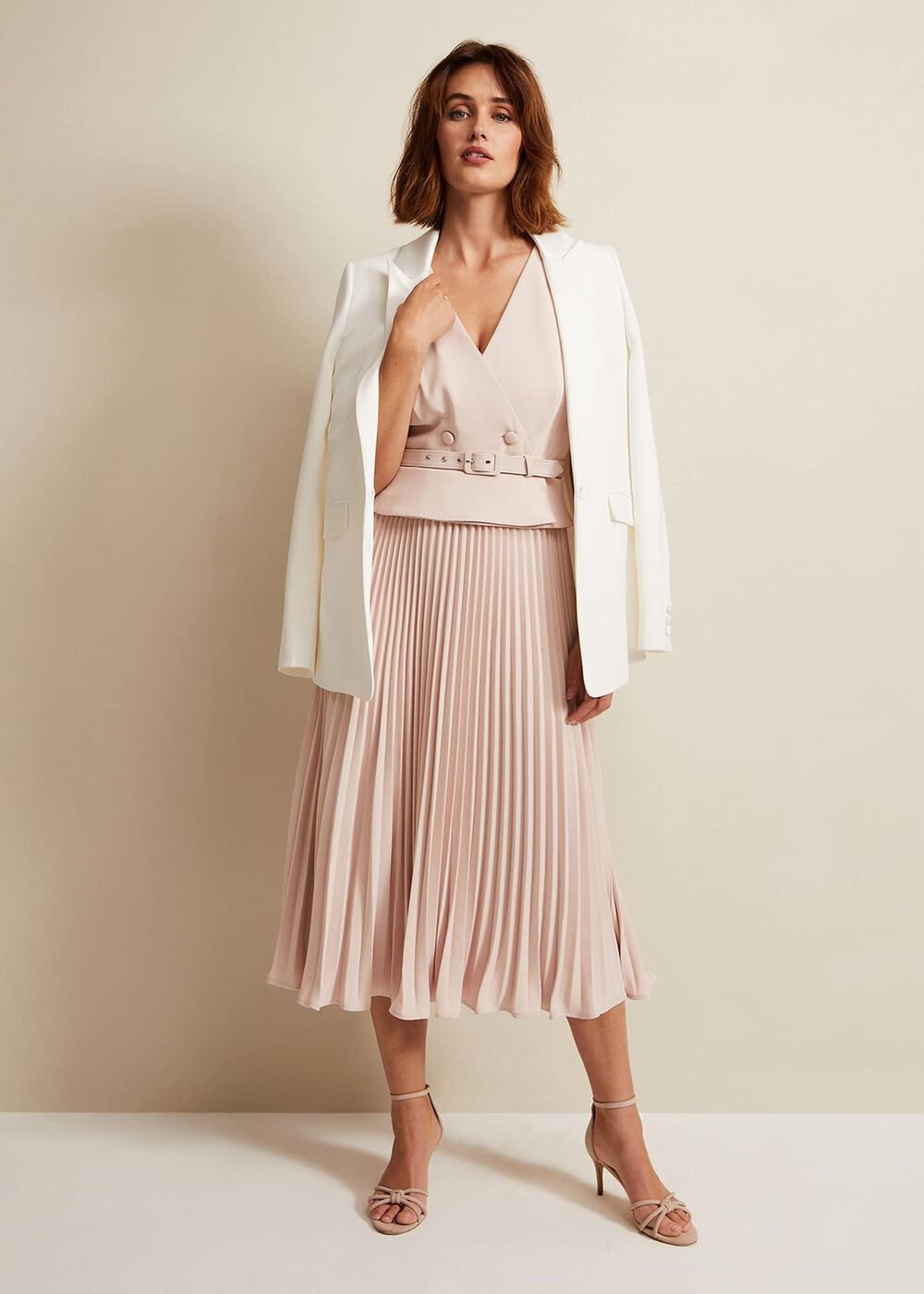 Hetty Pleated Dress Antique Rose
