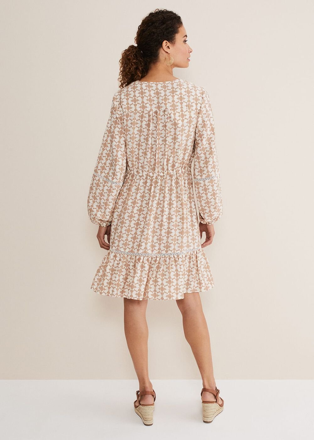 Kesia Geo Swing Mini Dress Stone/Ivory