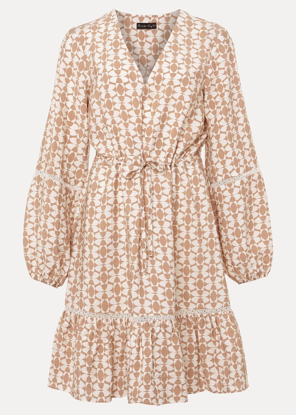 Kesia Geo Swing Mini Dress Stone/Ivory