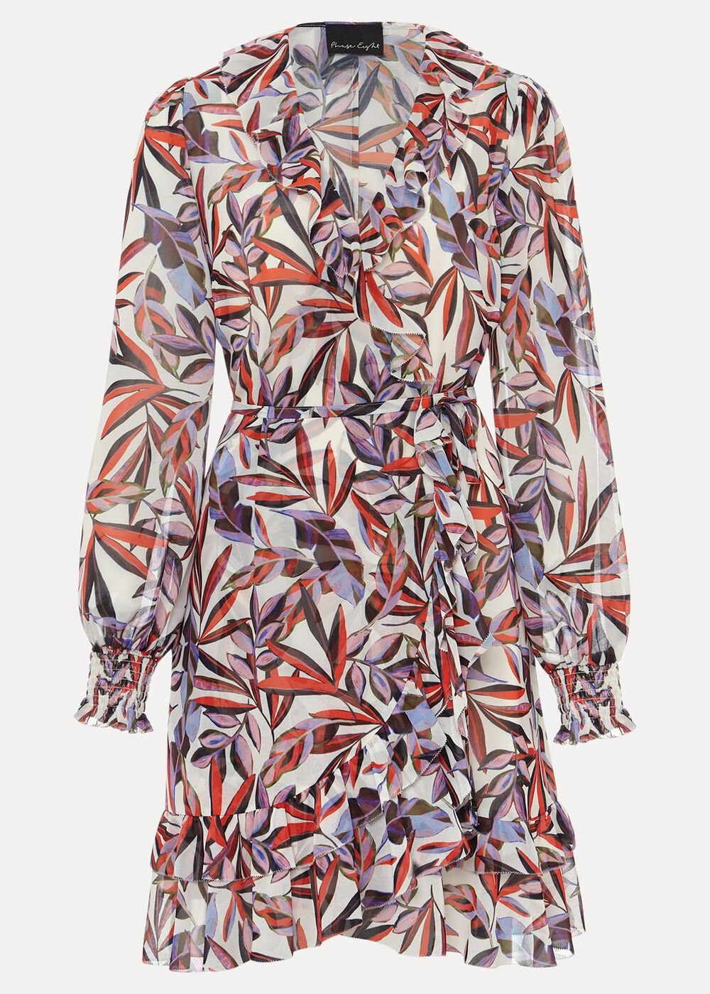 Melinda Leaf Print Mini Dress Ivory/Multi