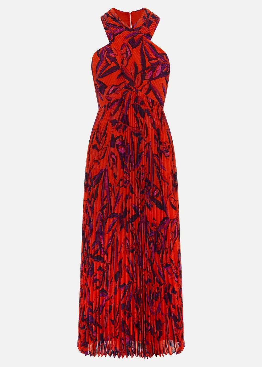 Sorella Pleated Midi Dress Vermillion/multi