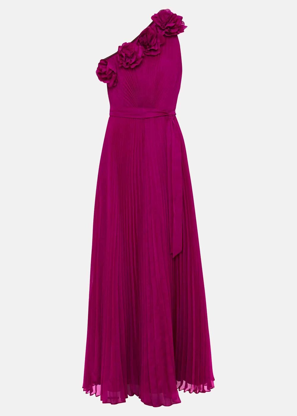 Minnie One Shoulder Pleated Maxi Dress Magenta