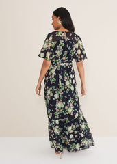 Petite Georgie Floral Tiered Maxi Dress Navy/Multi