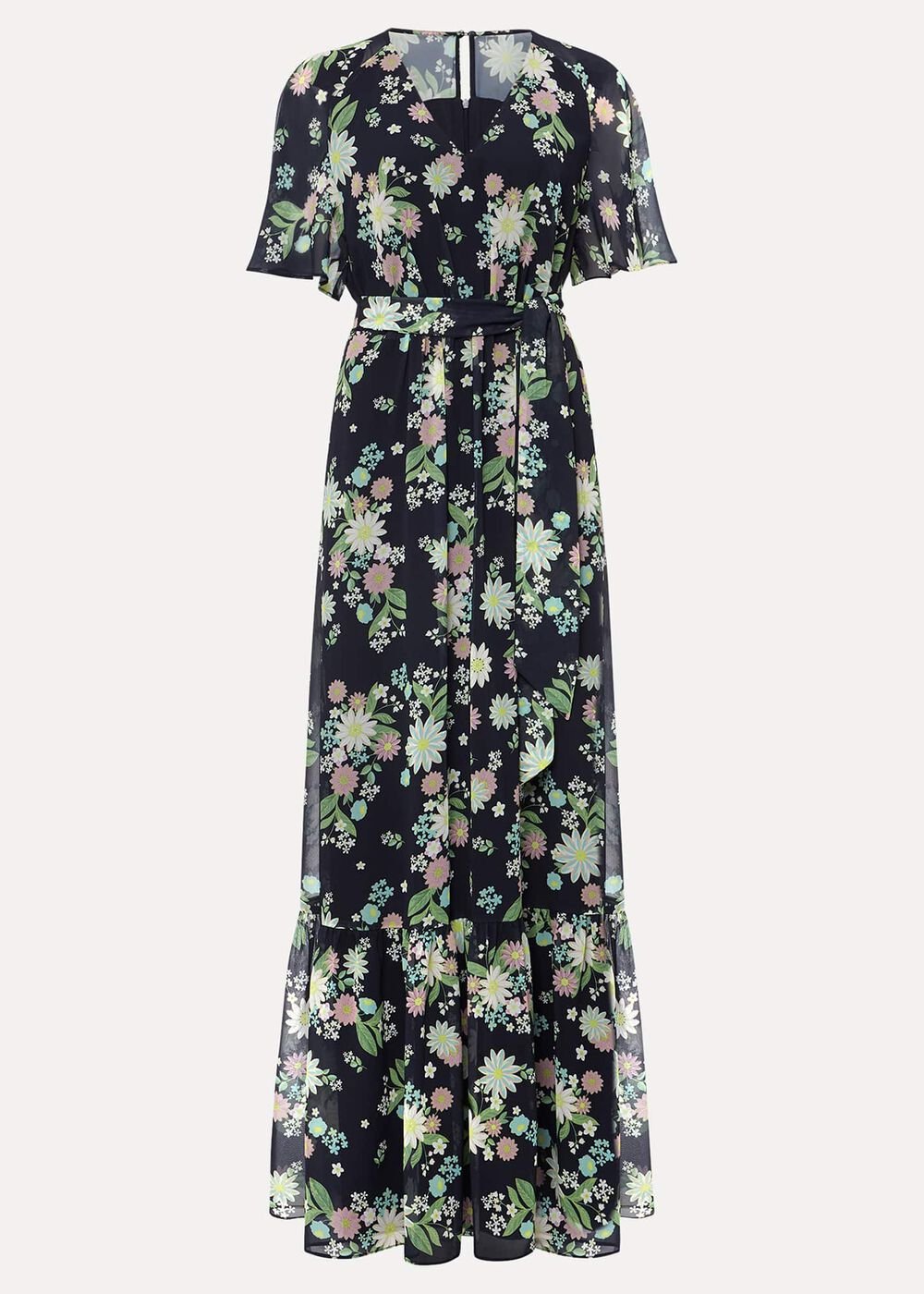 Petite Georgie Floral Tiered Maxi Dress Navy/Multi
