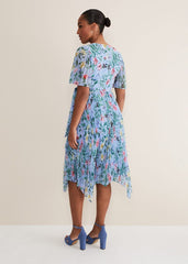 Kendall Floral Midi Dress Multi-Coloured