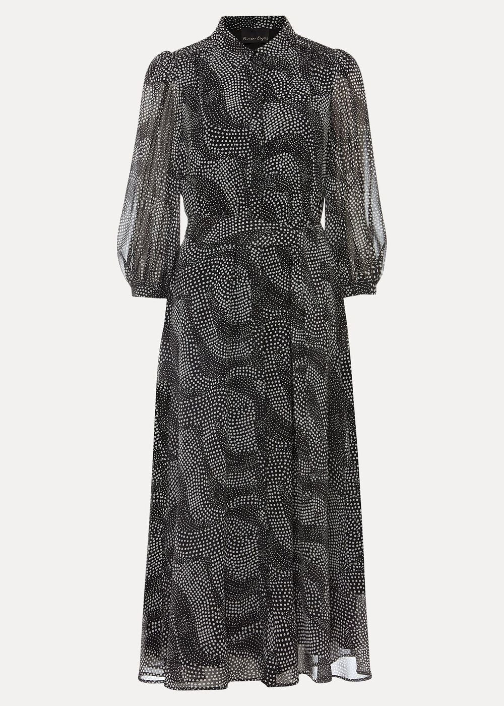 Miriam Chiffon Shirt Midi Dress Black/Ivory
