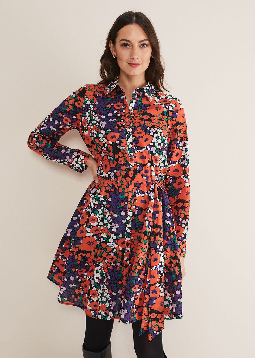 Kerri Cotton Floral Mini Dress Red