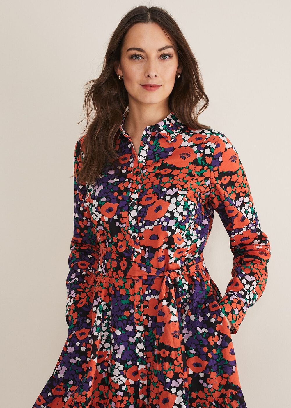 Kerri Cotton Floral Mini Dress Red