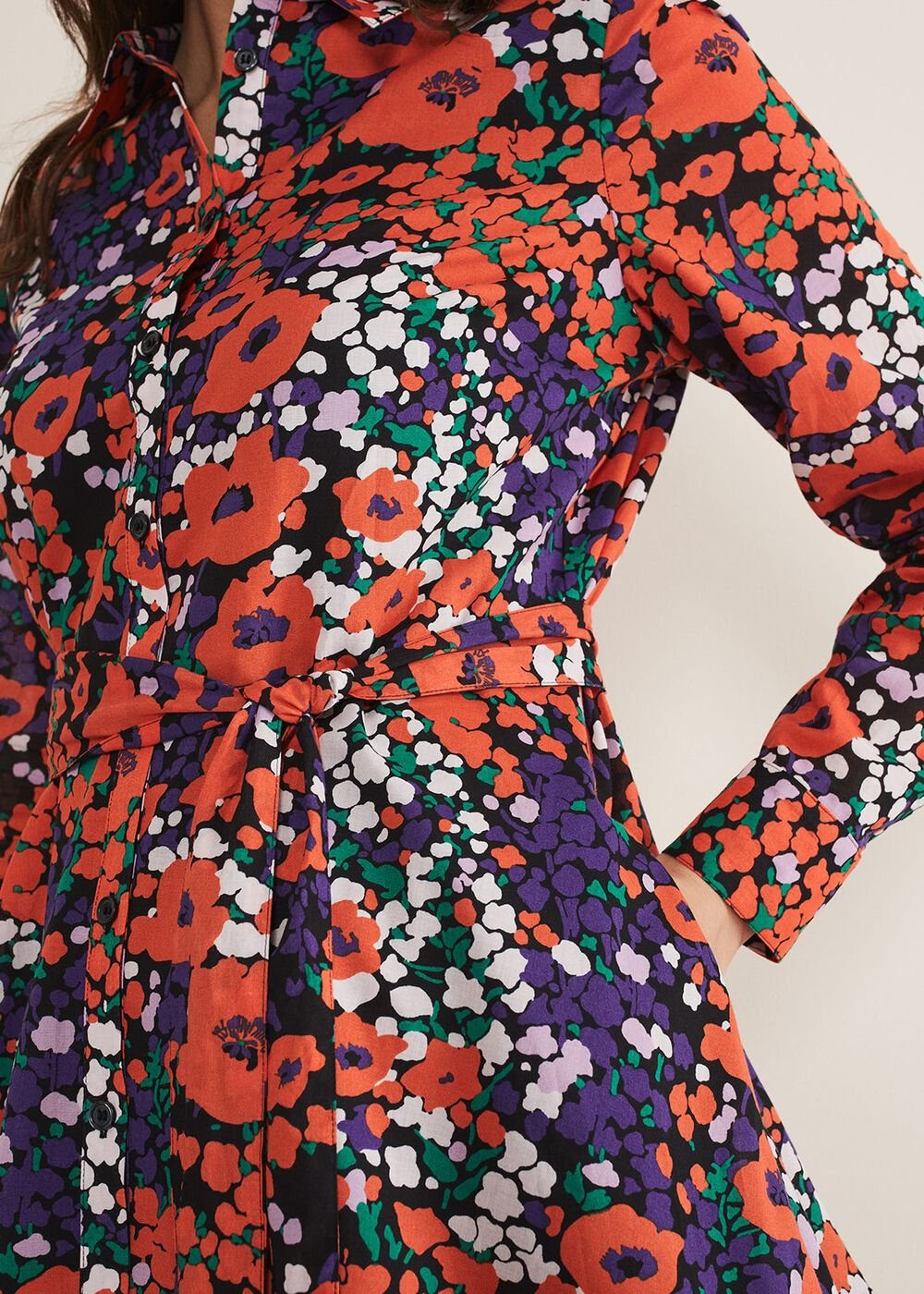 Kerri Cotton Floral Mini Dress Red