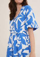 Sienna Cotton Two Colour Midi Dress Blue/Ivory