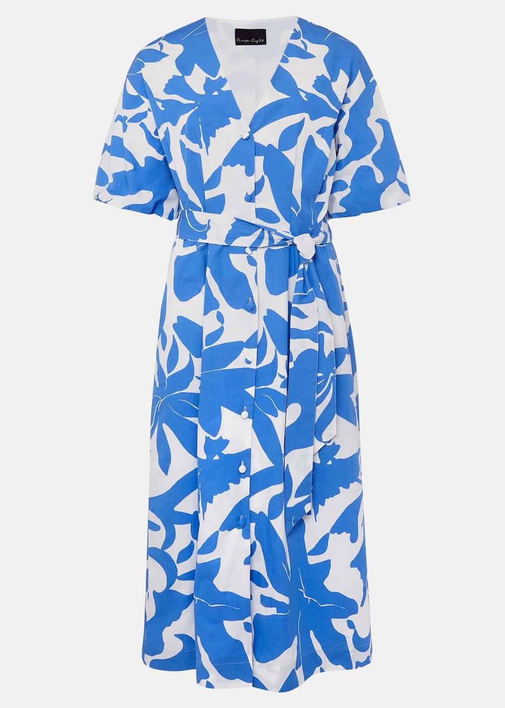 Sienna Cotton Two Colour Midi Dress Blue/Ivory