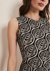Rubie Geo Bodycon Midi Dress Black/Neutral