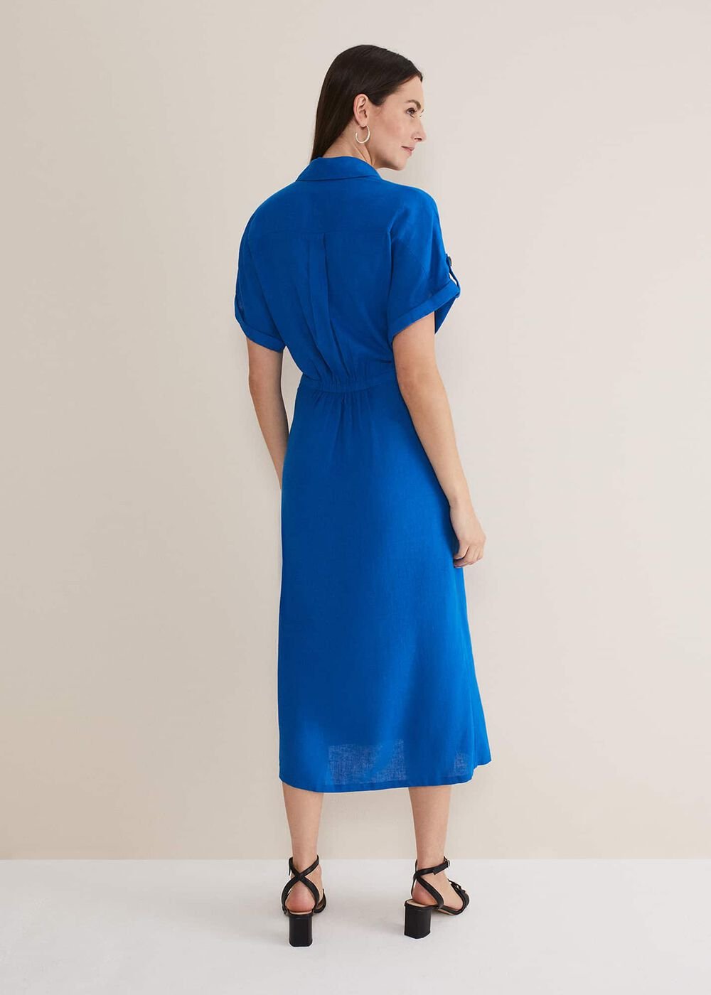 Yasse Linen Shirt Dress Blue