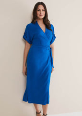 Yasse Linen Shirt Dress Blue