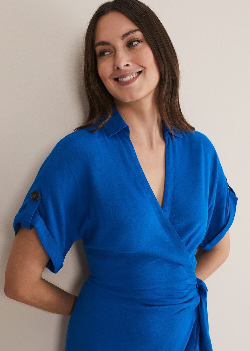 Yasse Linen Shirt Dress Blue
