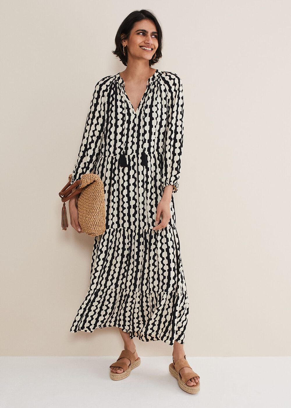 Lara Midi Dress Black/Ivory