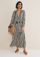 Lara Midi Dress Black/Ivory