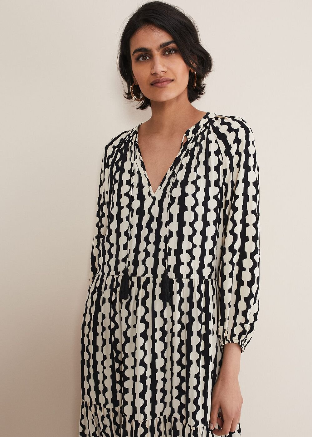 Lara Midi Dress Black/Ivory
