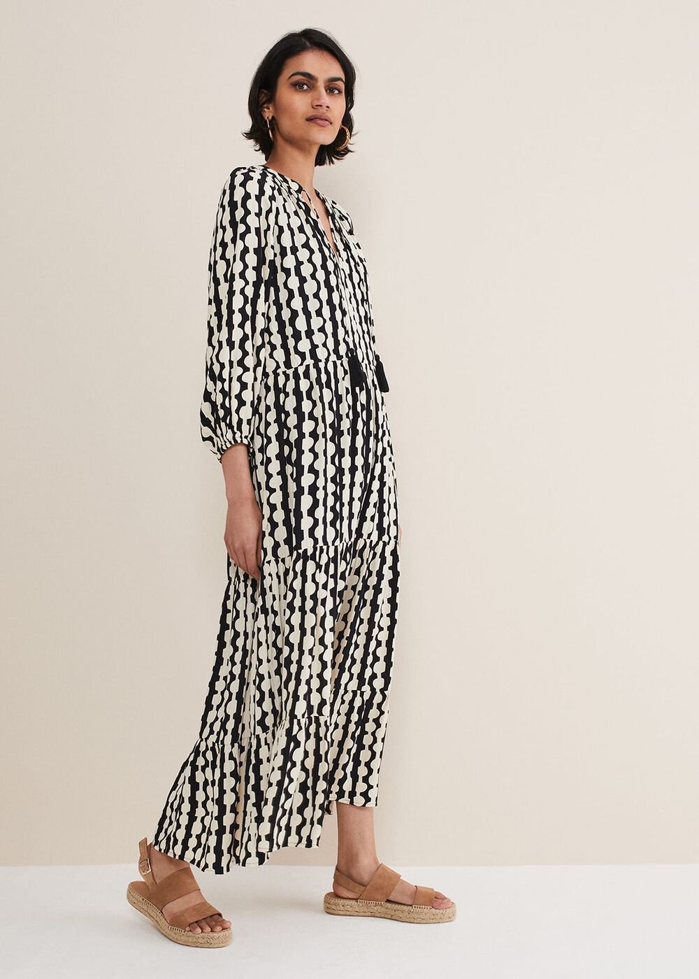 Lara Midi Dress Black/Ivory