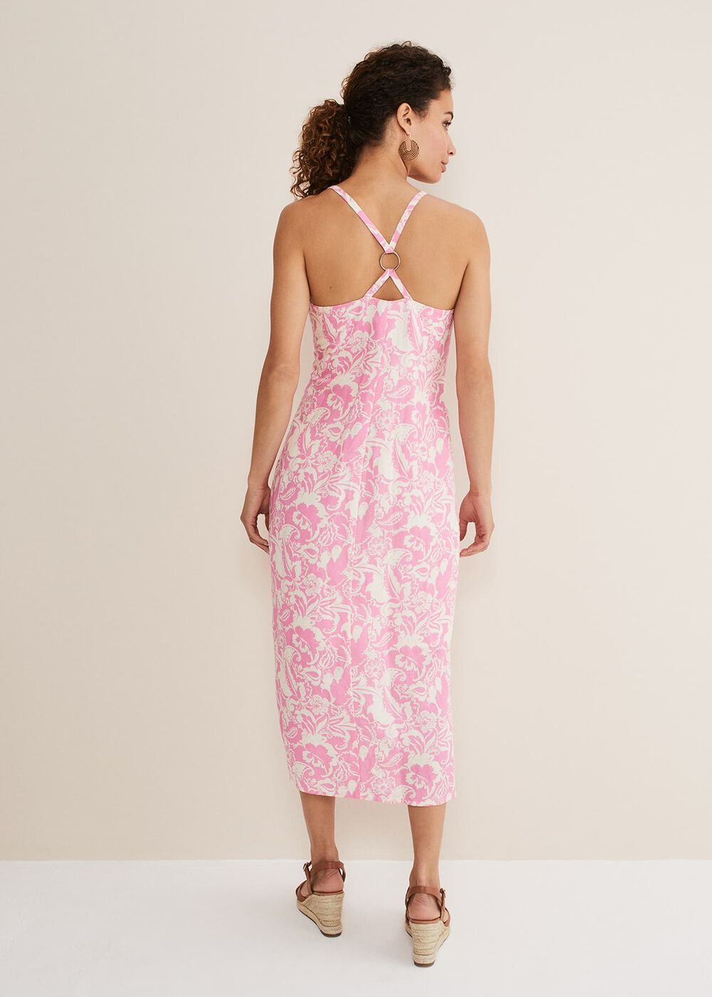 Monroe Paisley Midi Dress Pink/Ivory