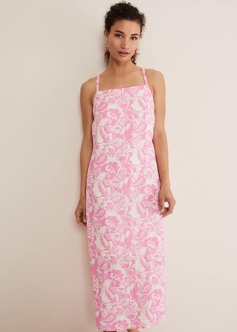 Monroe Paisley Midi Dress Pink/Ivory