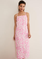 Monroe Paisley Midi Dress Pink/Ivory