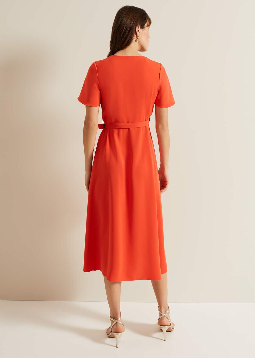 Julissa Ruffle Wrap Midi Dress Vermillion