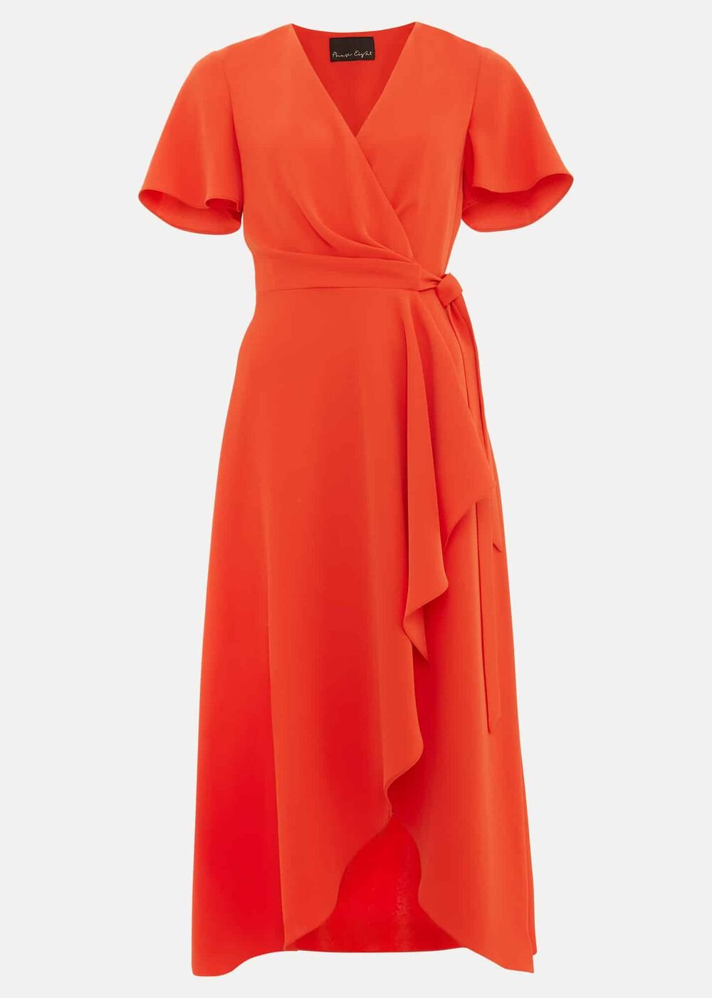 Julissa Ruffle Wrap Midi Dress Vermillion