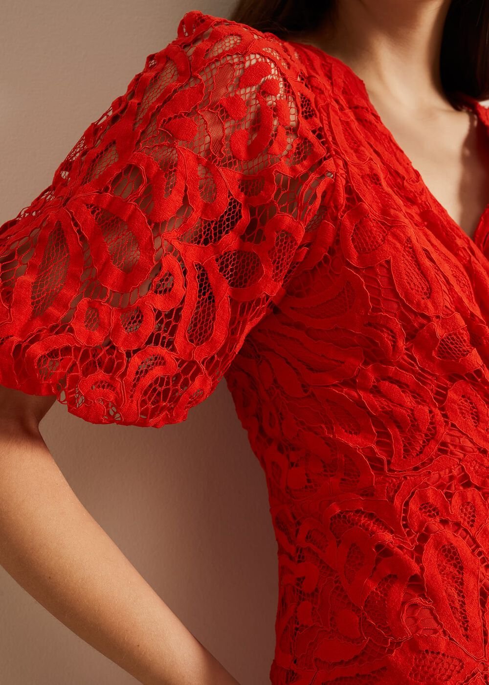 Senna Lace Midi Dress Vermillion