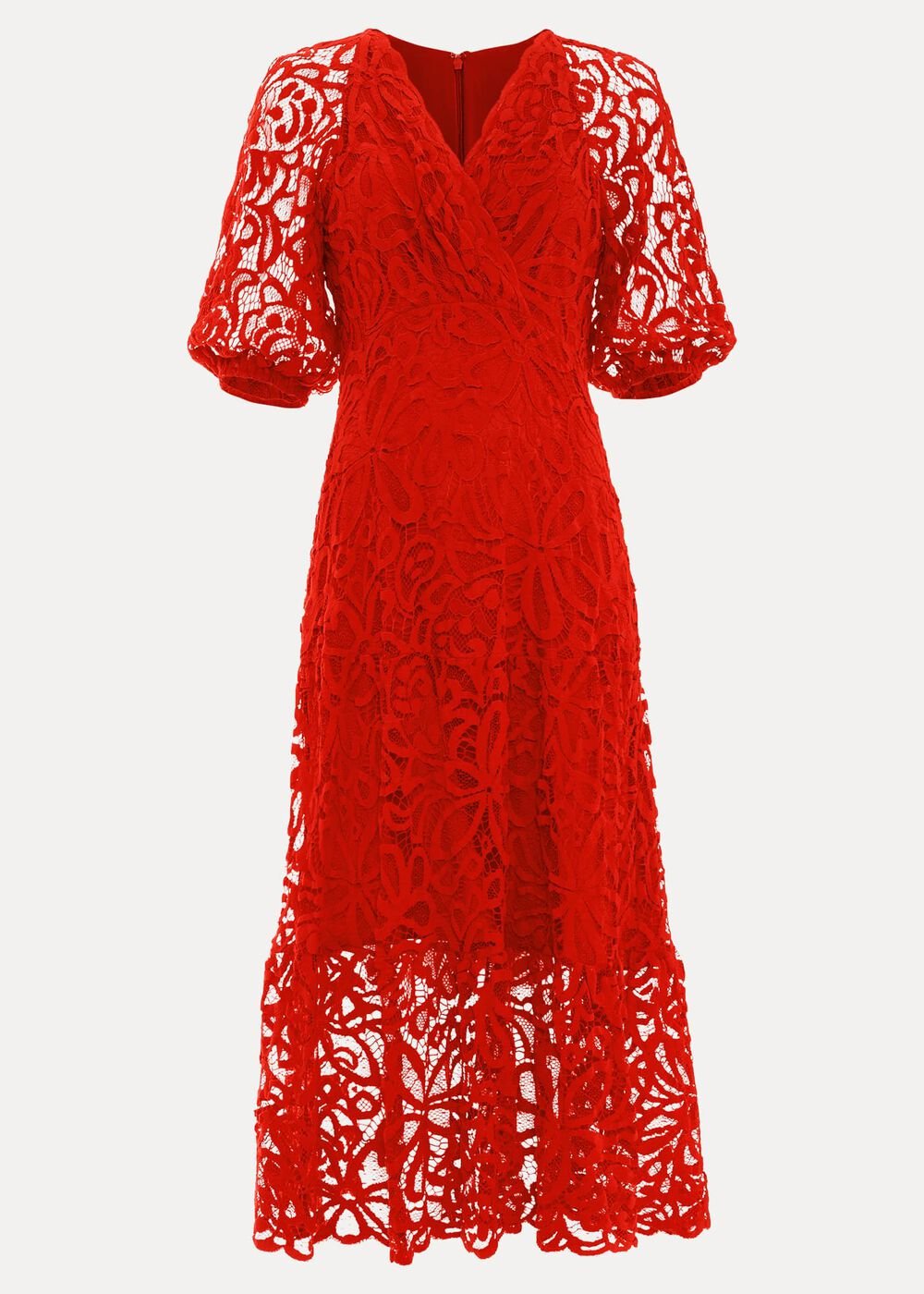Senna Lace Midi Dress Vermillion