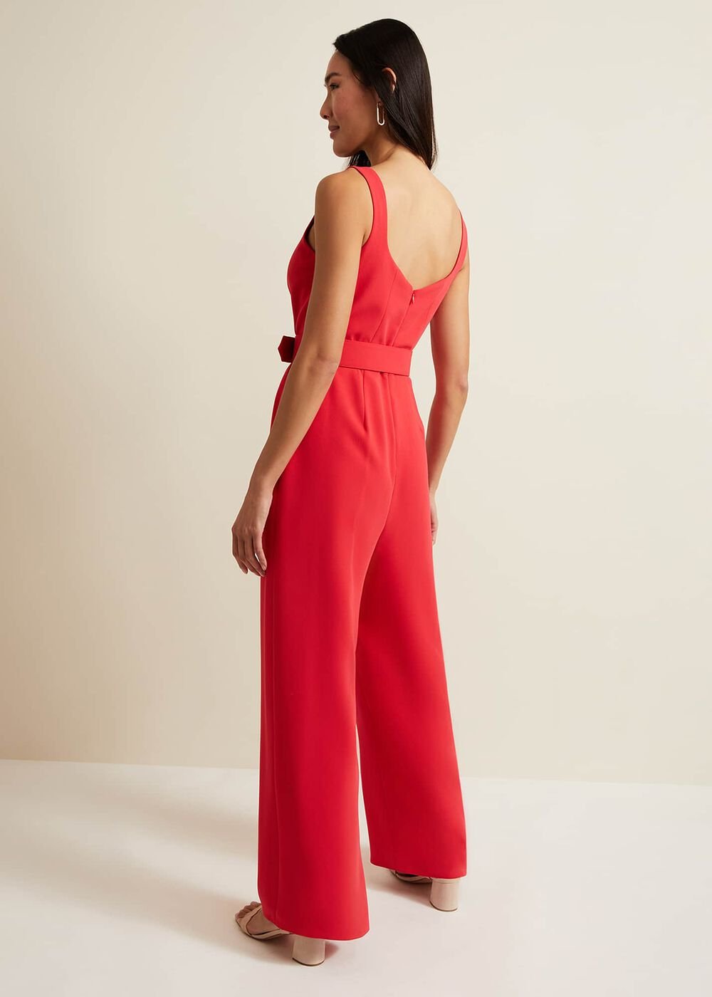 Charlize Belted Jumpsuit Coral