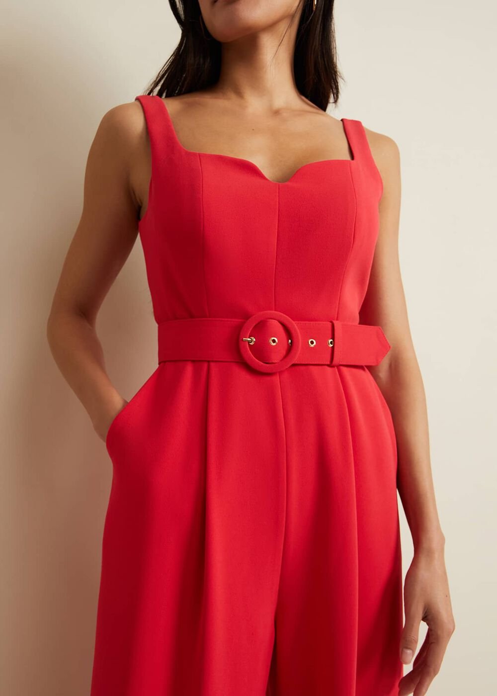 Charlize Belted Jumpsuit Coral