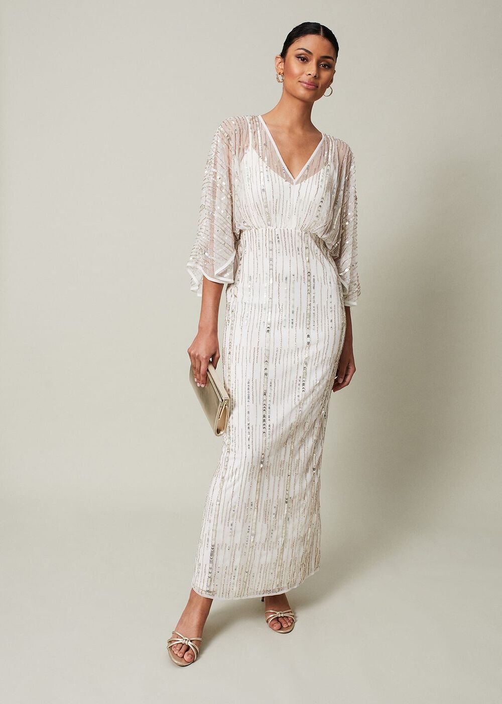 Melanie Embellished Maxi Dress Ivory