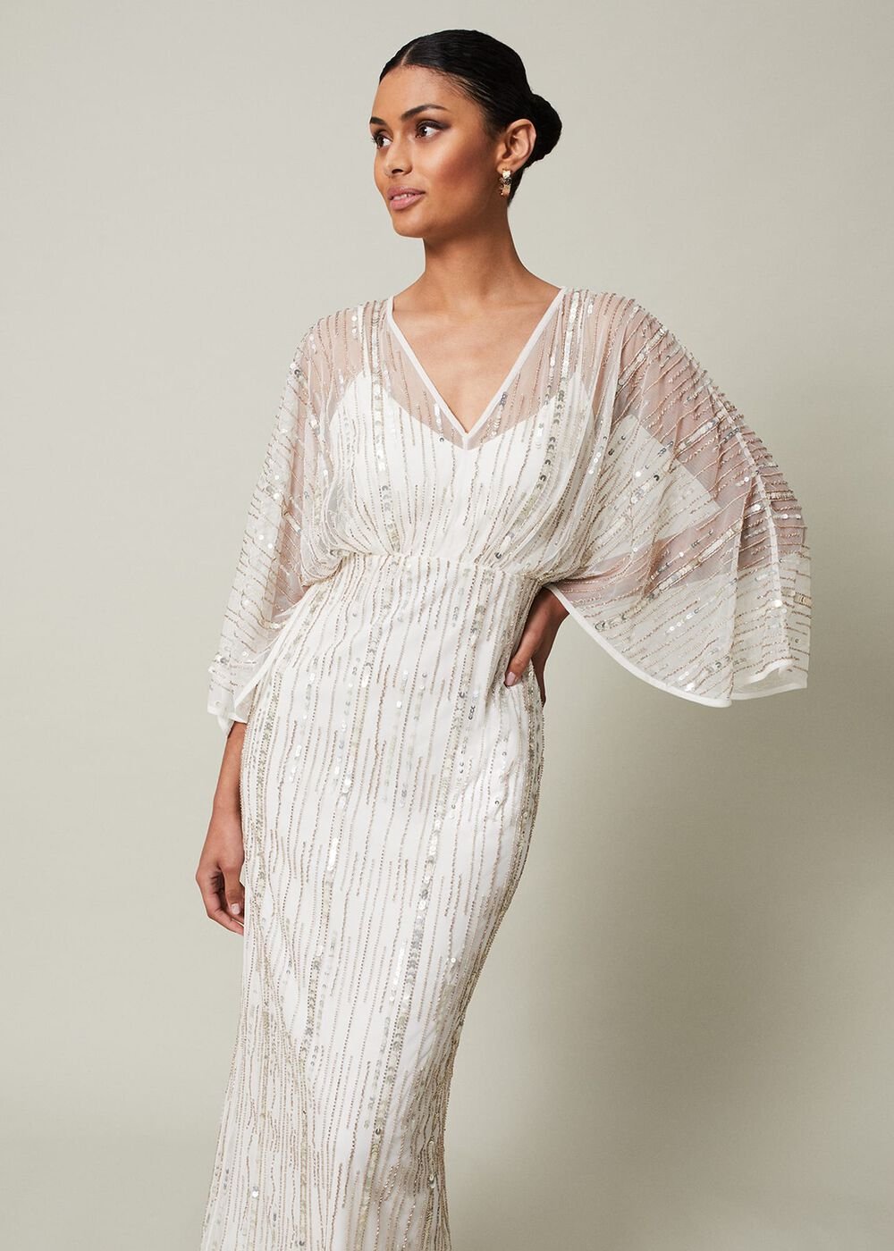 Melanie Embellished Maxi Dress Ivory