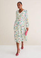 Maya Floral Midaxi Dress Ivory/Multi