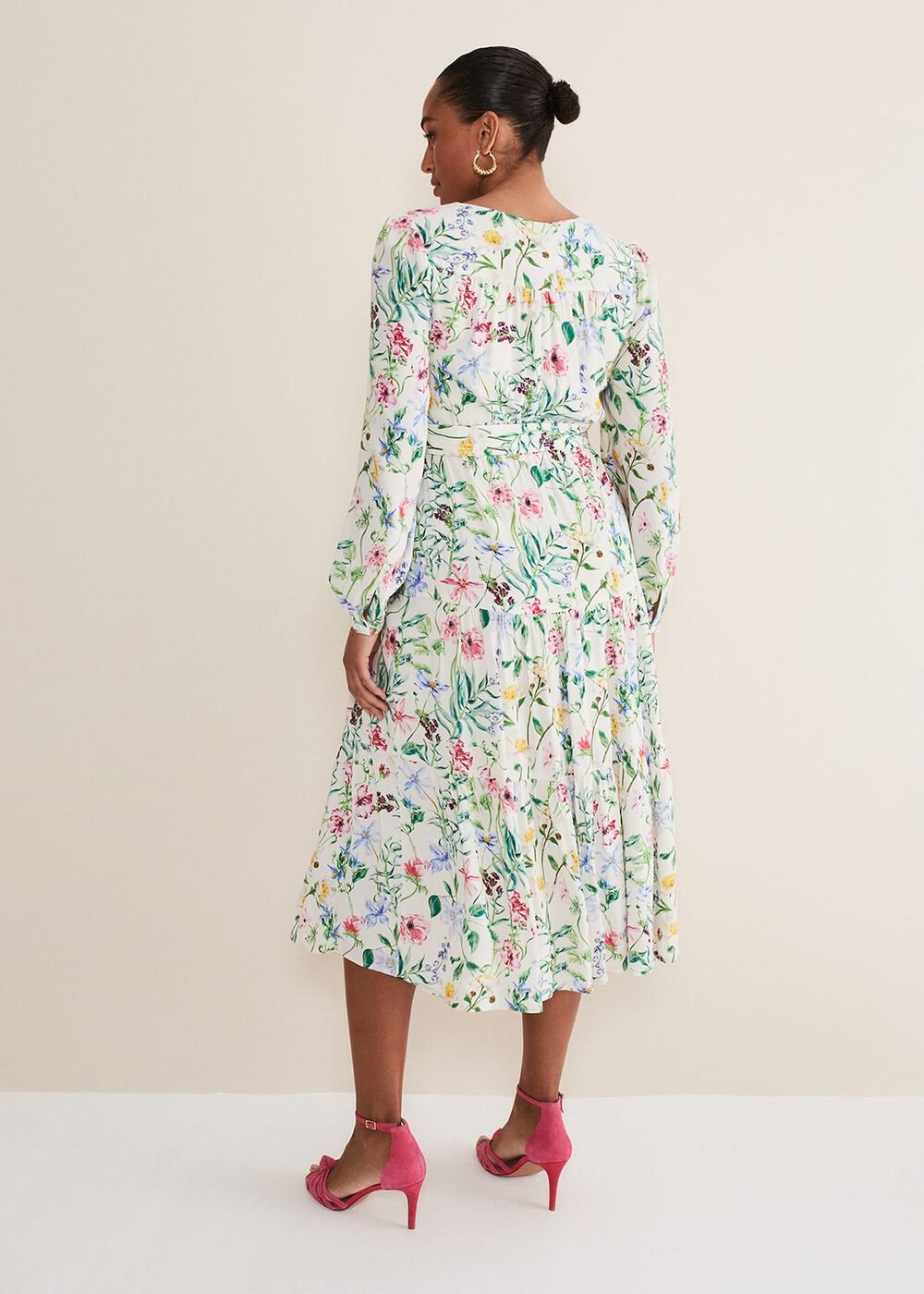 Maya Floral Midaxi Dress Ivory/Multi