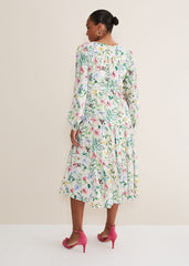 Maya Floral Midaxi Dress Ivory/Multi