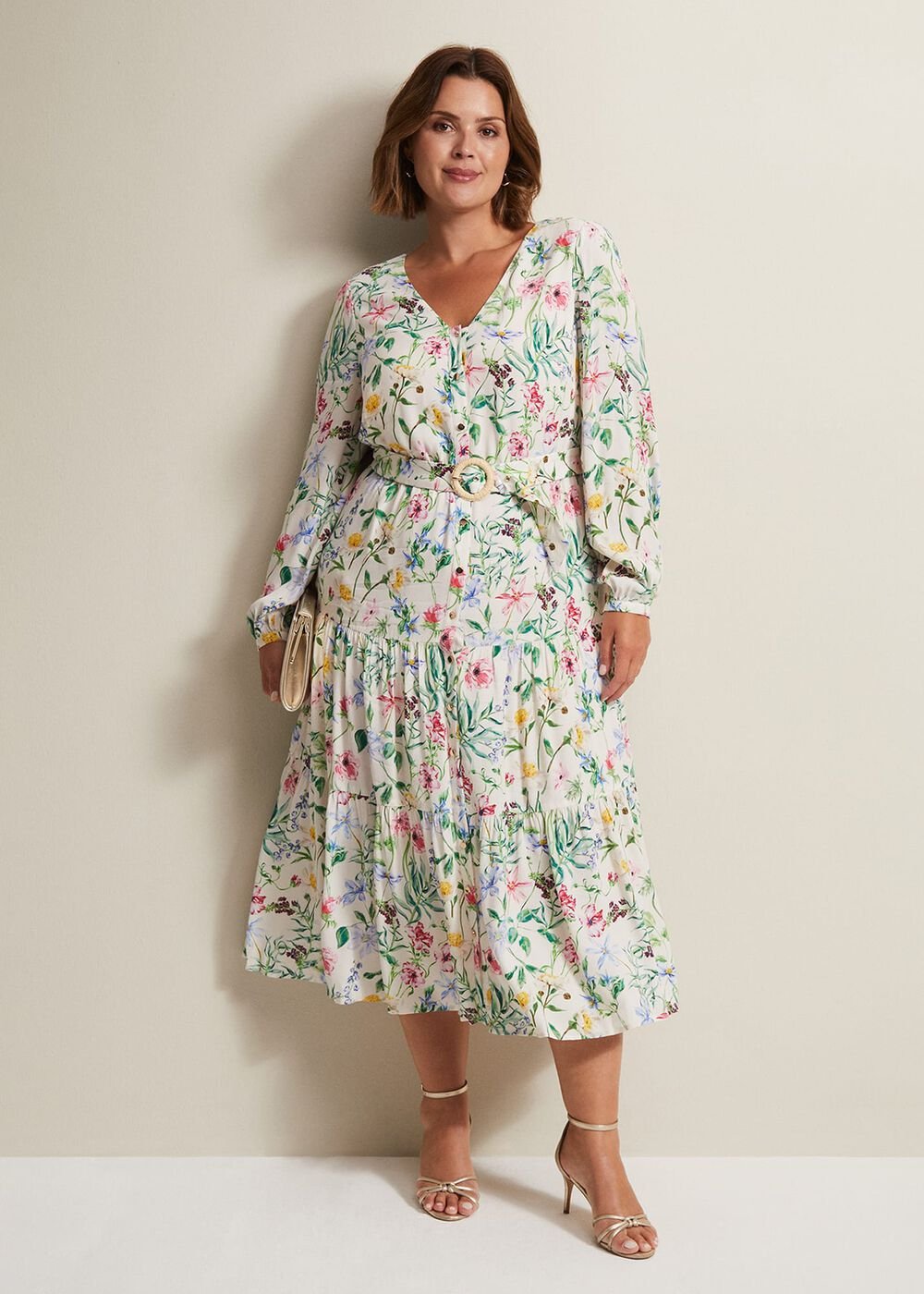 Maya Floral Midaxi Dress Ivory/Multi