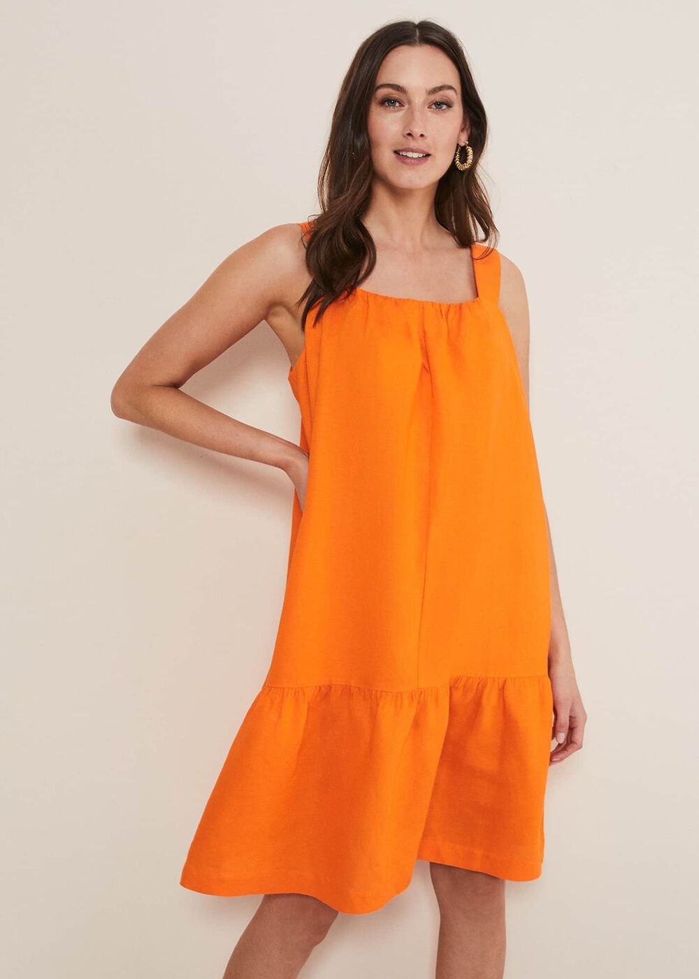 Mandy Linen Swing Dress Orange