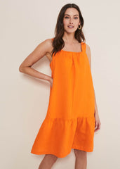 Mandy Linen Swing Dress Orange